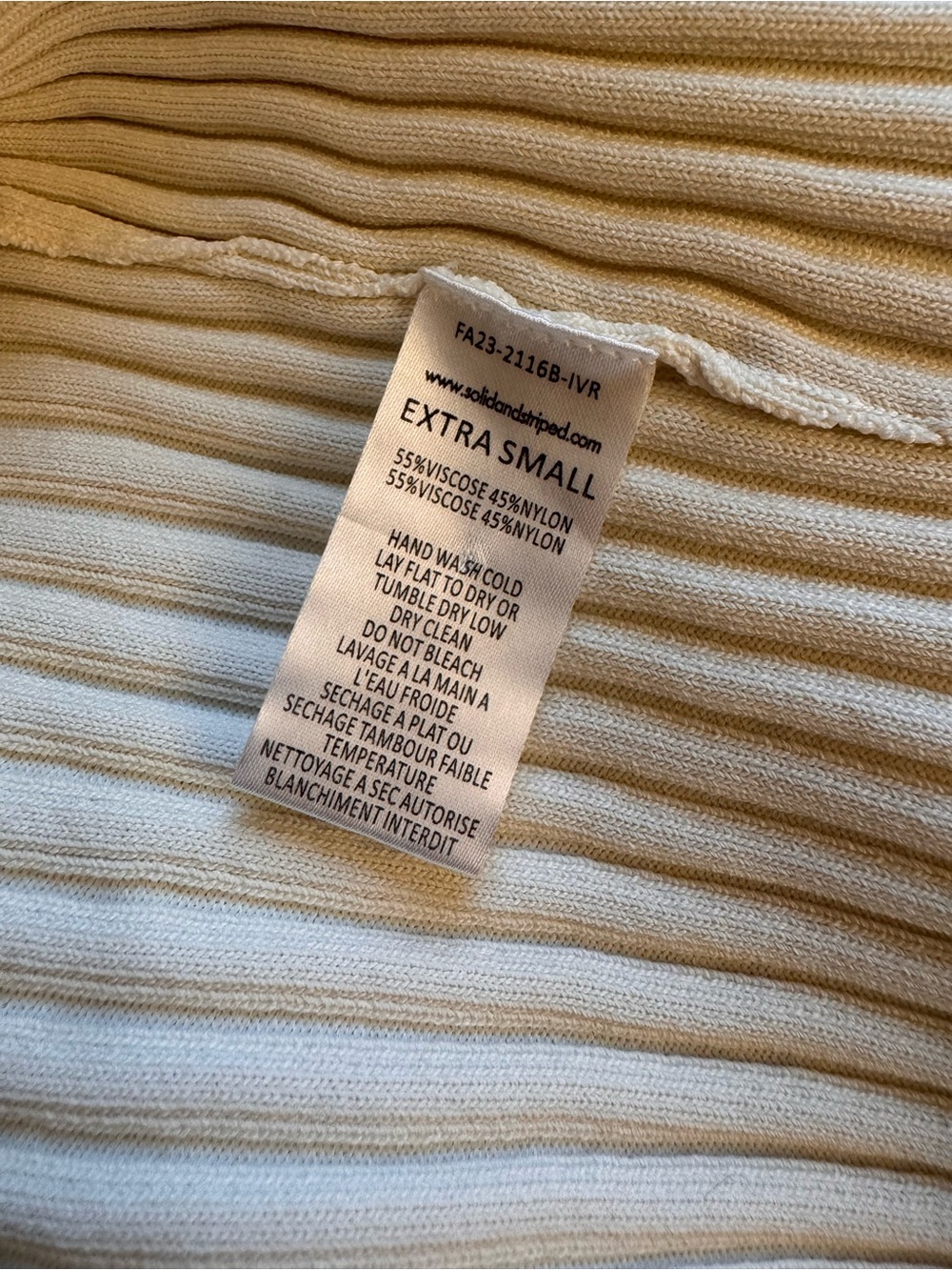 Solid & Striped Ribbed Knit Cropped Cardigan - Cream/Ivory - Size XS - Picture 5 of 5